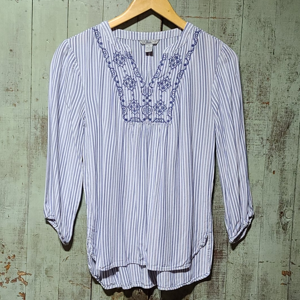 Bass blue and white striped blouse